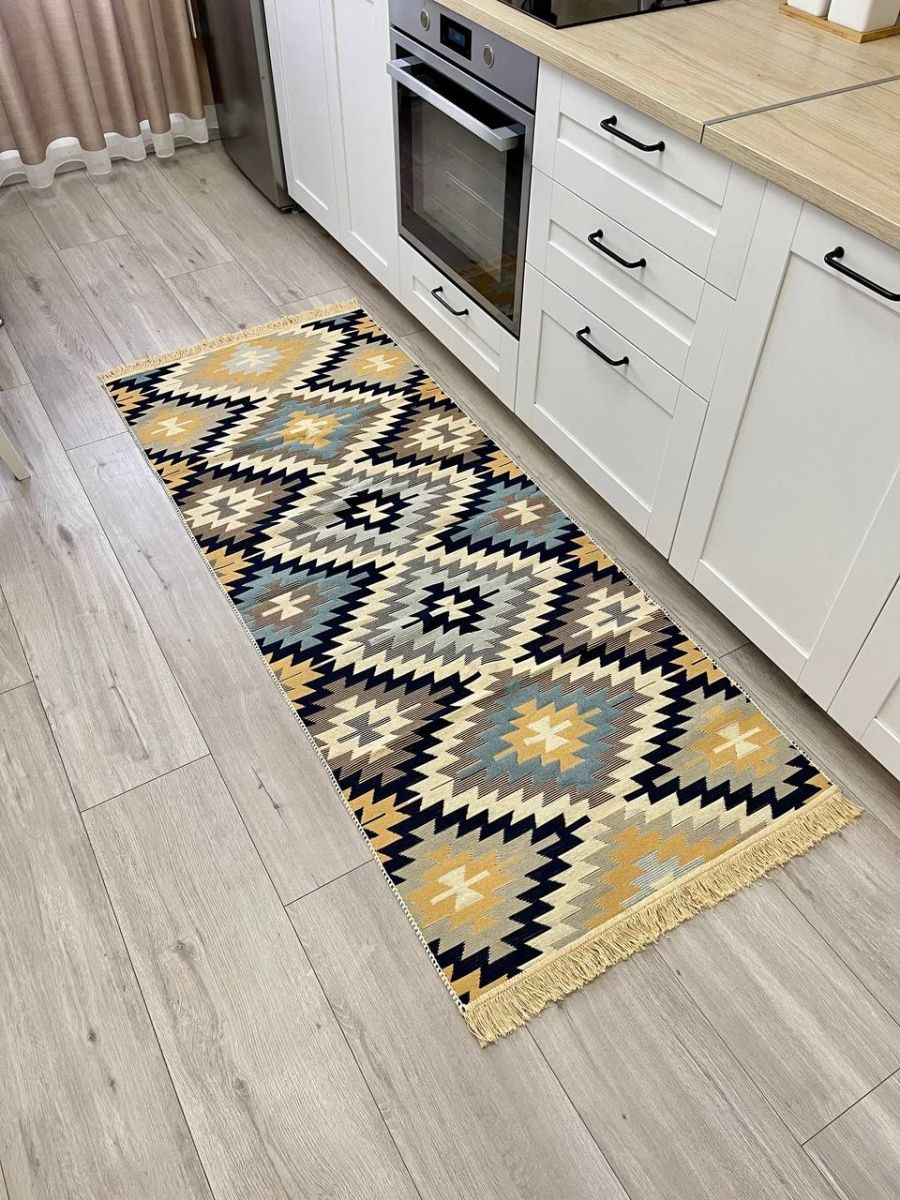 Ковер Musafir Home Турецкий двусторонний 80х200 см голубой