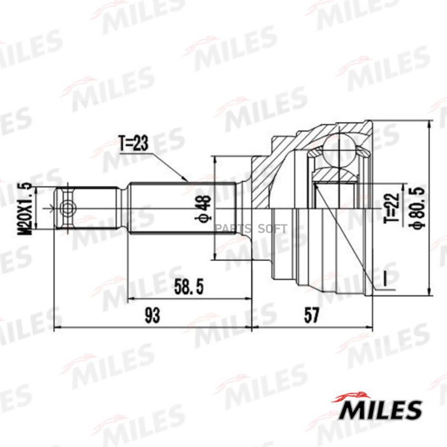 

ШРУС наружный NISSAN MICRA 1.3-1.5D 92-03 (GKN 303311) GA20307