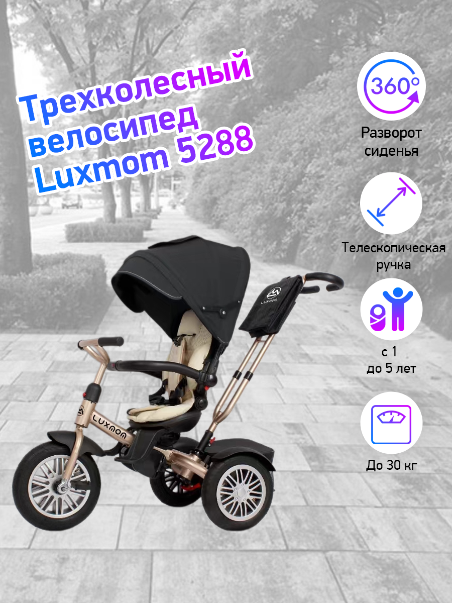 Велосипед 3-колесный LUXMOM 5288 черный