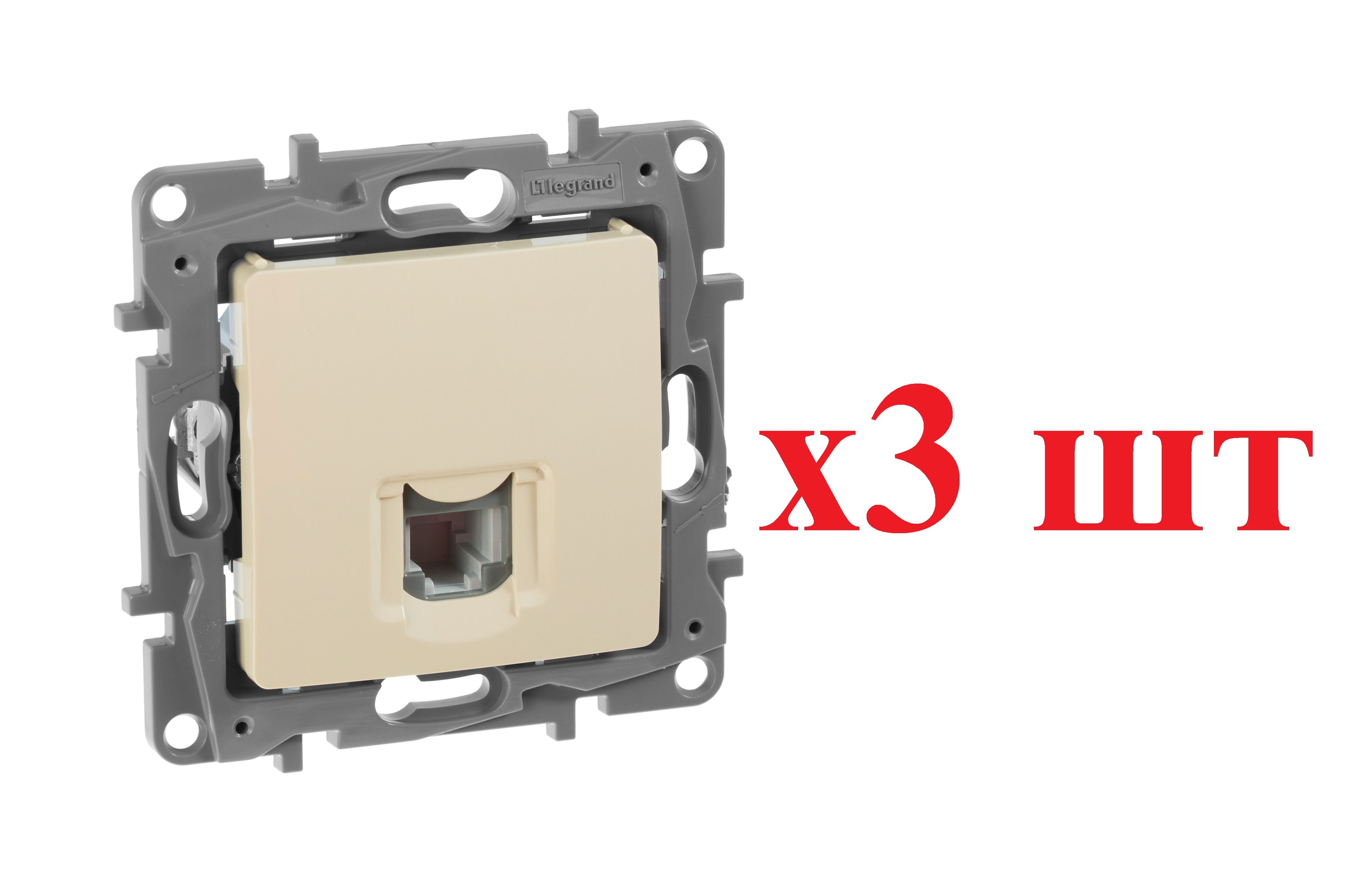 

Legrand Etika Сл.кость Розетка тел. (RJ11) 672340 (3шт), Бежевый, RJ-11 телефон/модем_3