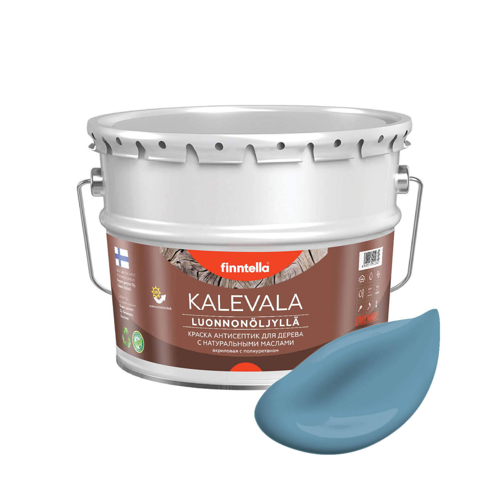 

Краска для дерева и деревянных фасадов FINNTELLA KALEVALA, с натуральным маслом и полиурет, Серый, KALEVALA NLC