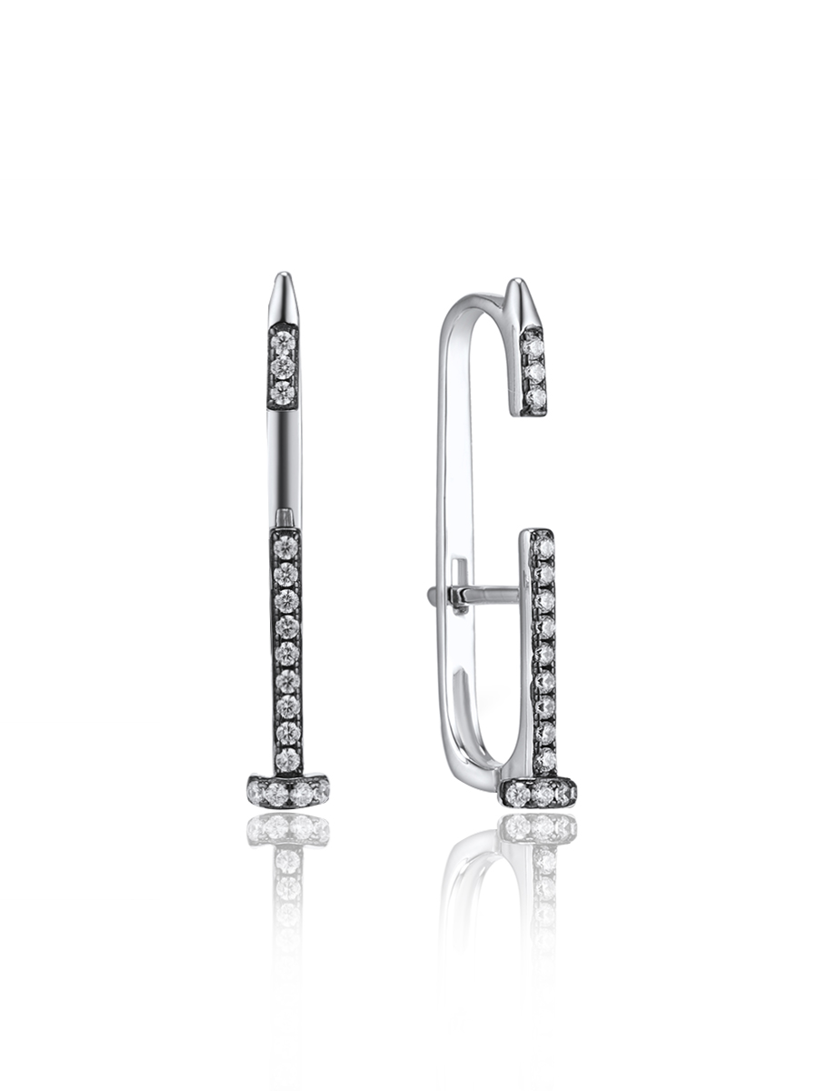 

Серьги джекеты из серебра VALTERA 115317, циркон, 115317