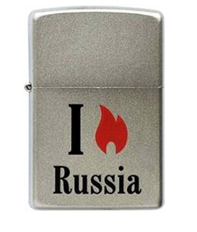 фото Бензиновая зажигалка zippo flame russia satin chrome