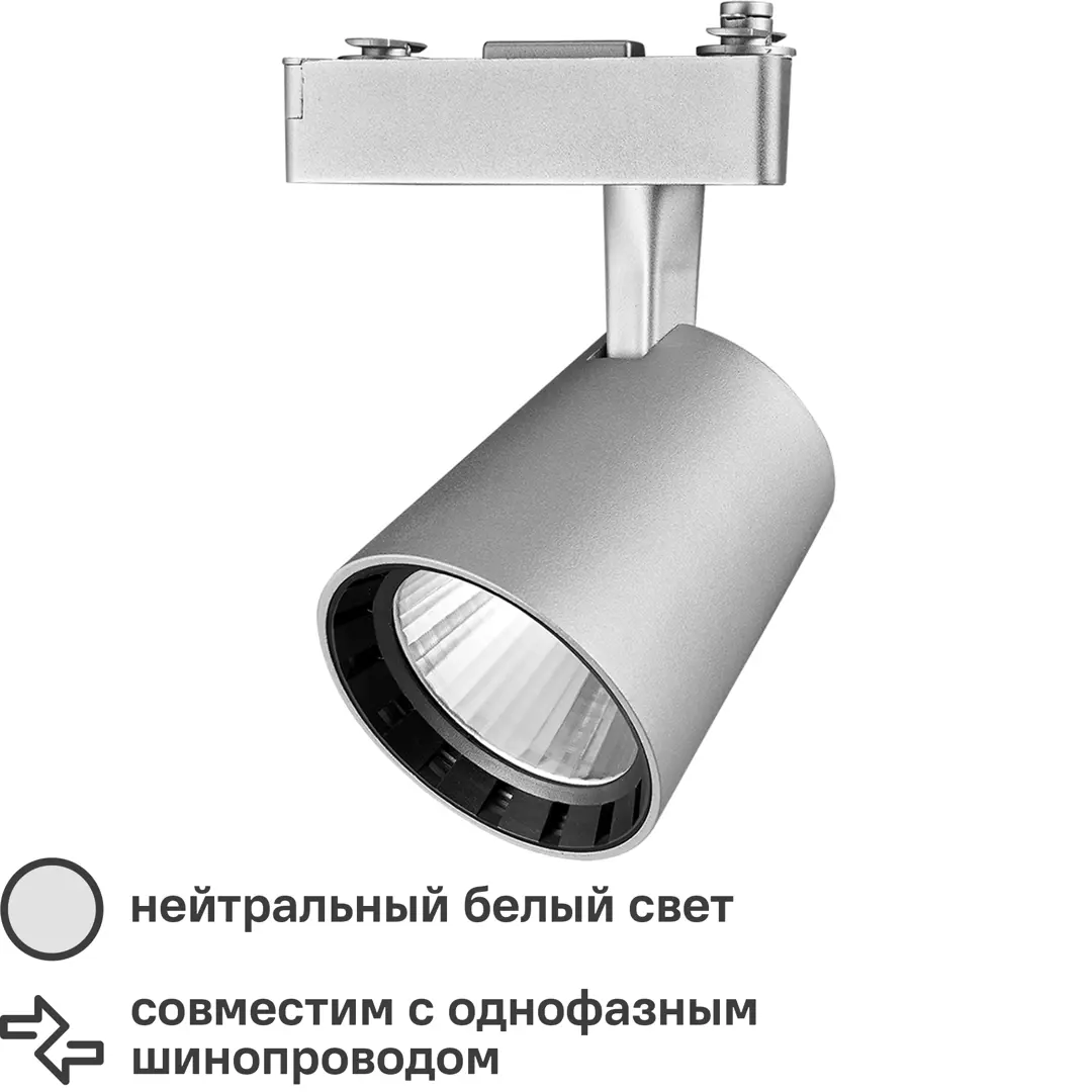 

Трековый светильник Jazzway PTR 0315 светодиодный 15 Вт 4000 К однофазный цвет серый