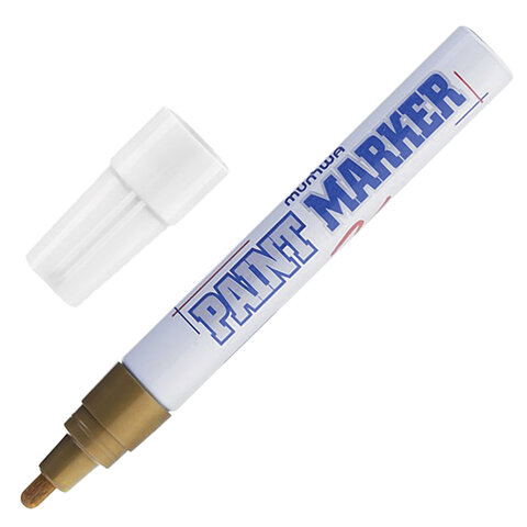 

Маркер-краска лаковый (paint marker) MUNHWA, 4 мм, ЗОЛОТОЙ, нитро-основа, 6 шт