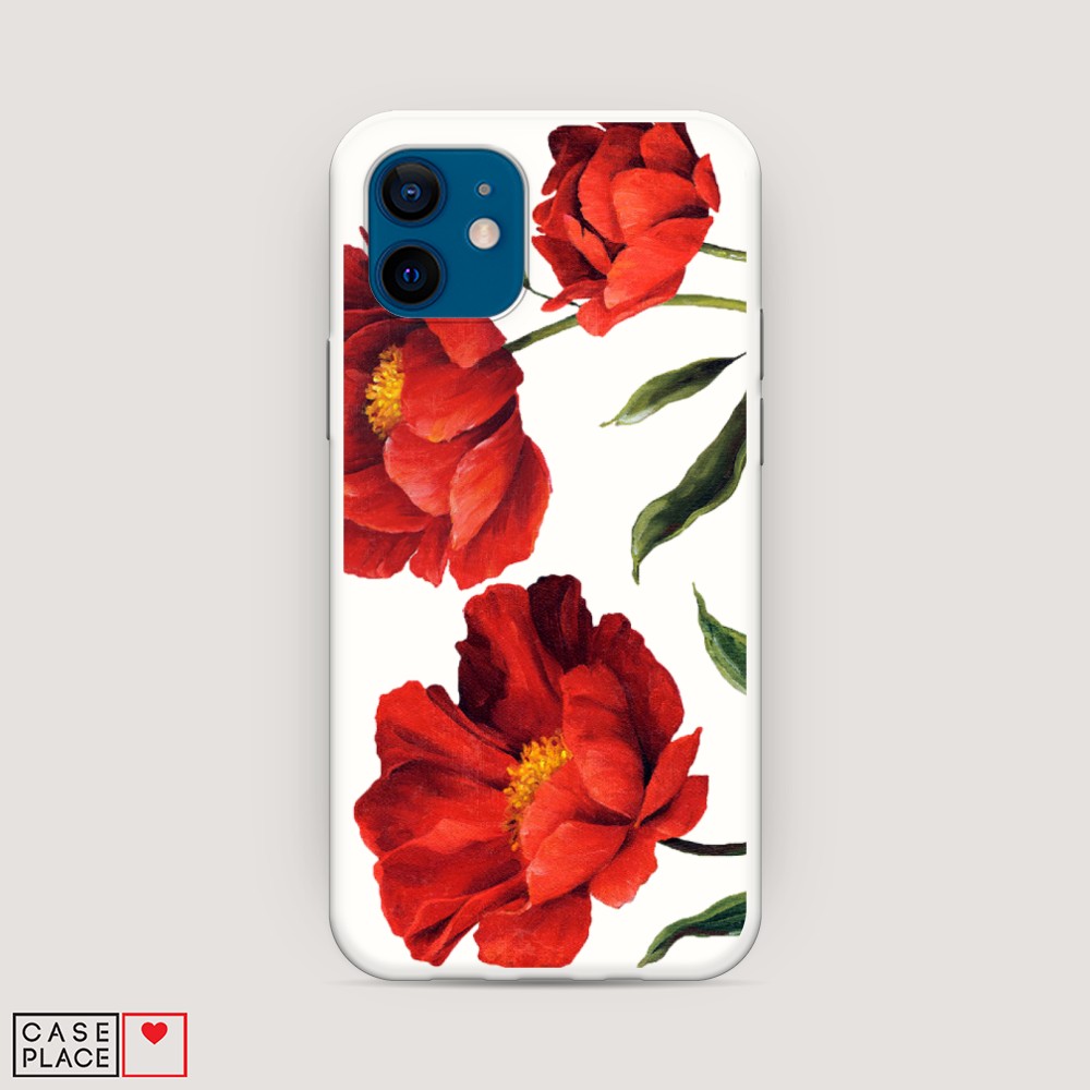 

Матовый силиконовый чехол "Красные маки" на Apple iPhone 12, 12557-1