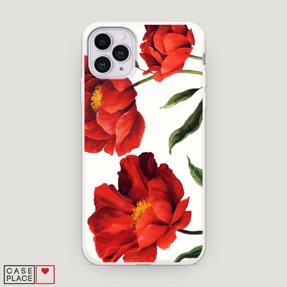 

Матовый силиконовый чехол "Красные маки" на Apple iPhone 11 Pro, 12357-1