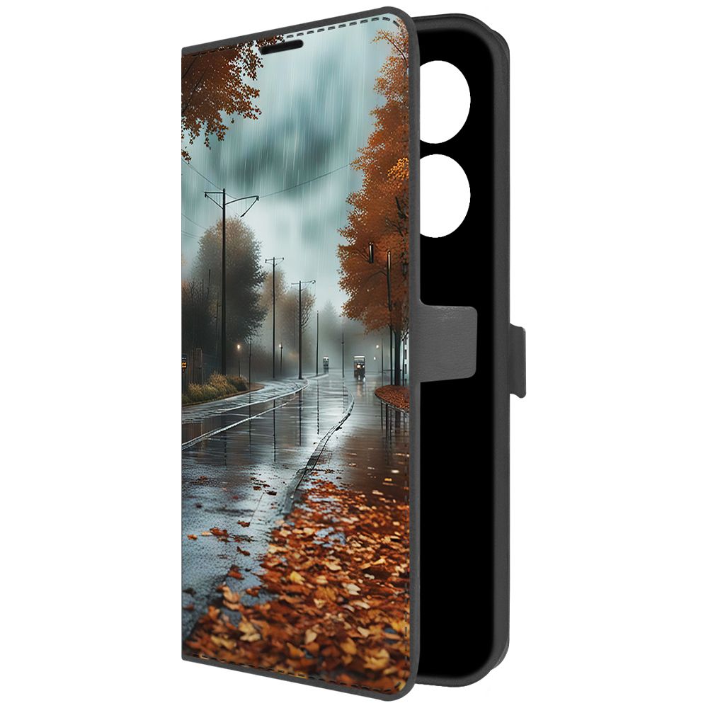 

Чехол-книжка Krutoff Eco Book для Tecno Camon 20 Pro 5G Осенний дождь (черный)