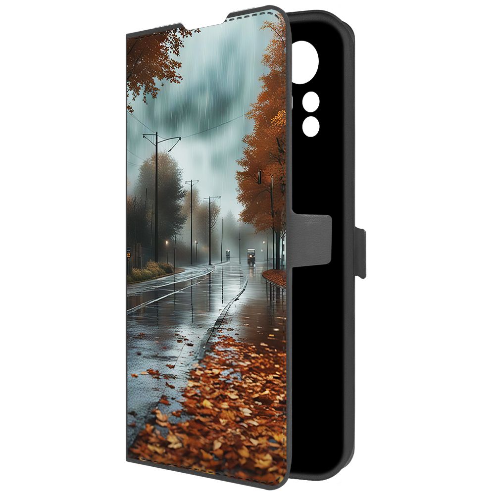 

Чехол-книжка Krutoff Eco Book для Xiaomi Redmi Note 12S Осенний дождь (черный)