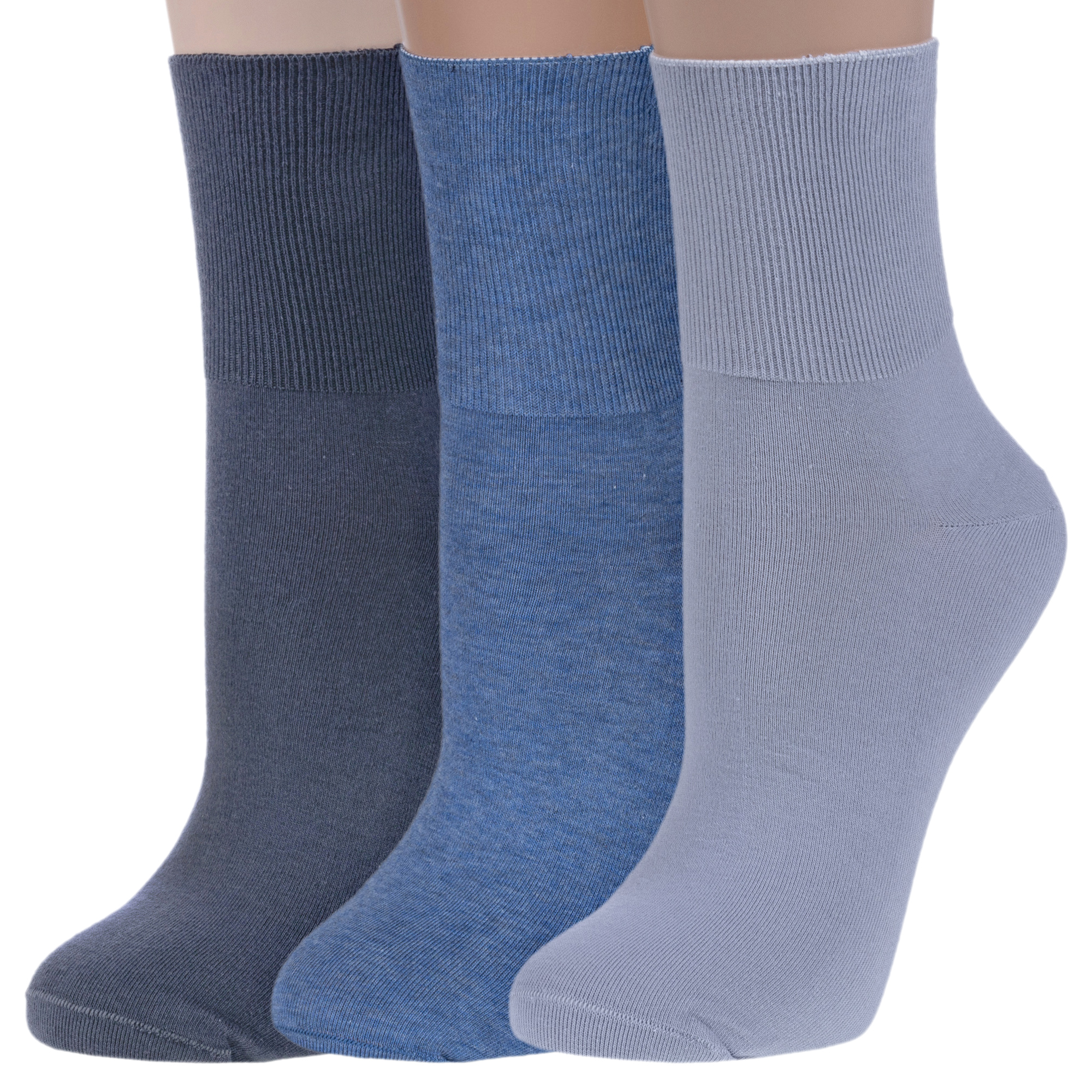 Комплект носков женских Rusocks 3-Ж-1800 серых; синих 23-25