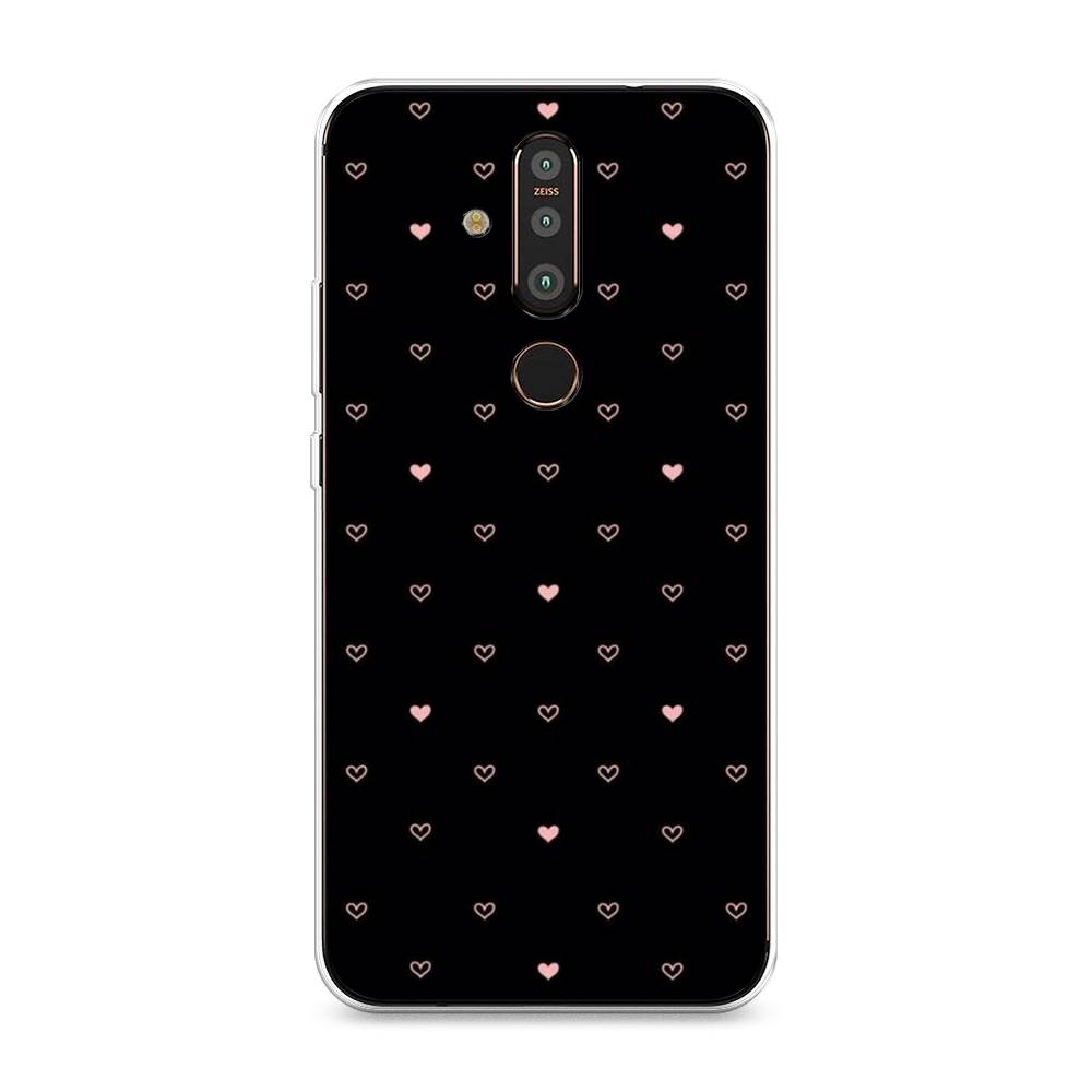 

Чехол Awog "Черный фон и сердечки" для Nokia X71