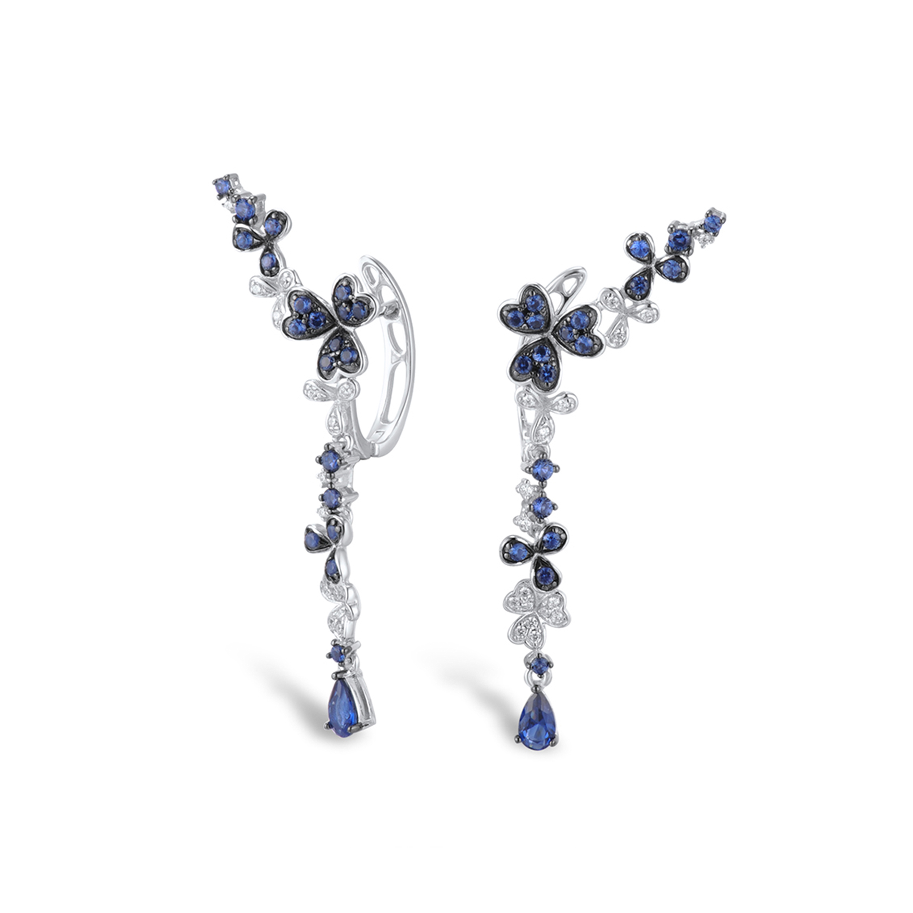 

Серьги джекеты из серебра VALTERA 115373, сапфир искусственный/циркон, 115373