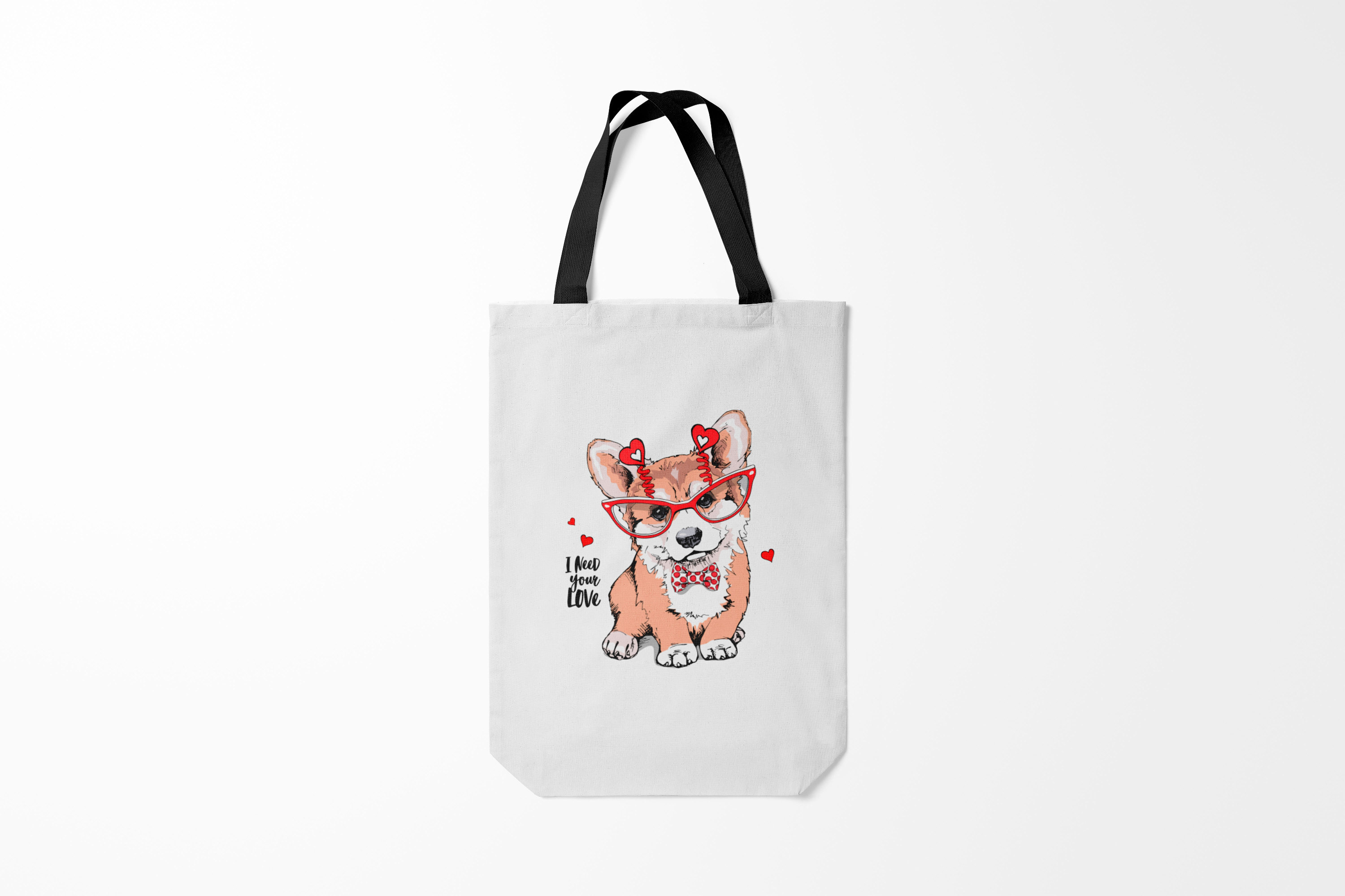 

Сумка шoппер унисекс Burnettie Вельш корги I need your love, черный, Вельш корги I need your love