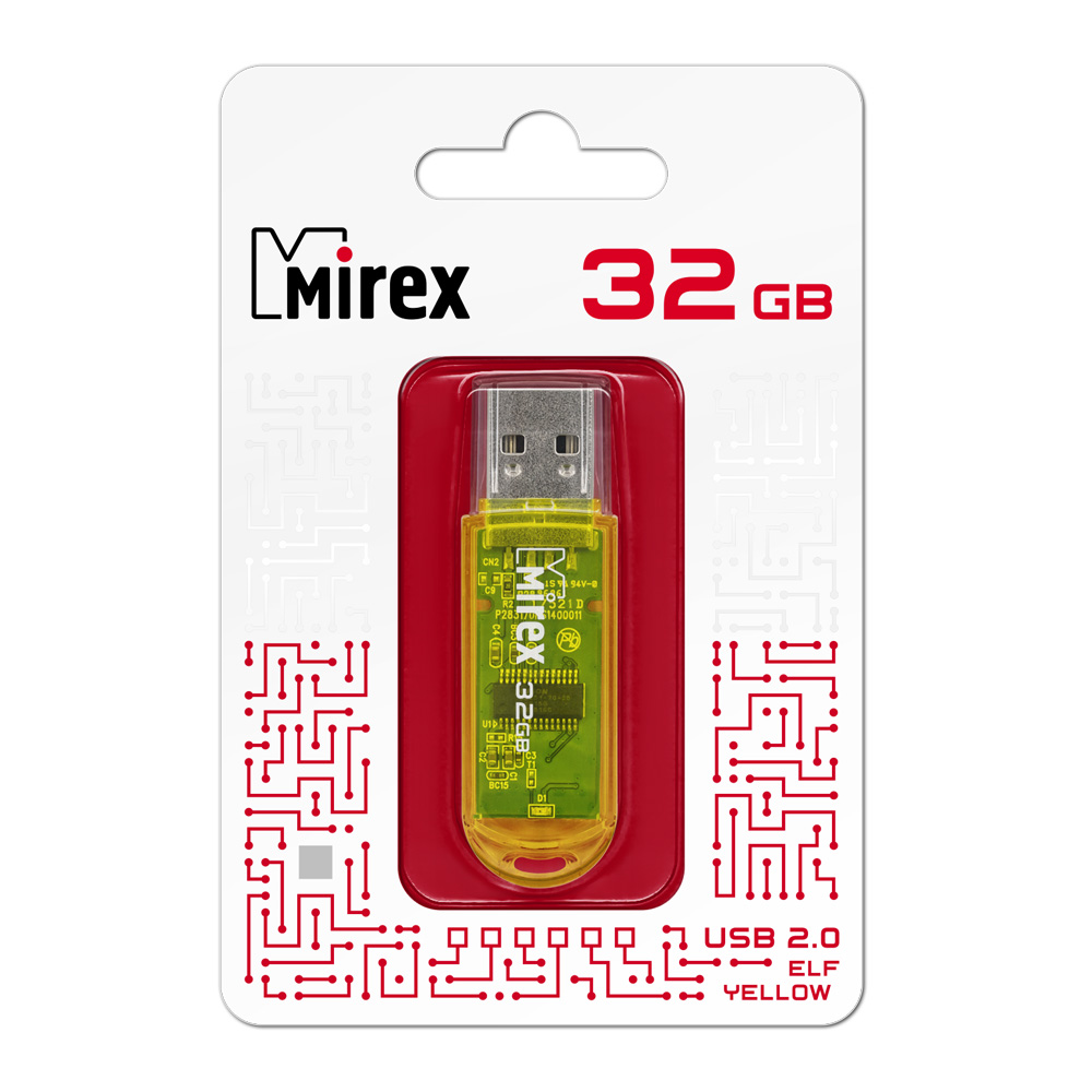 

Флешка MIREX ELF 32 ГБ жёлтый (13600-FMUYEL32), ELF