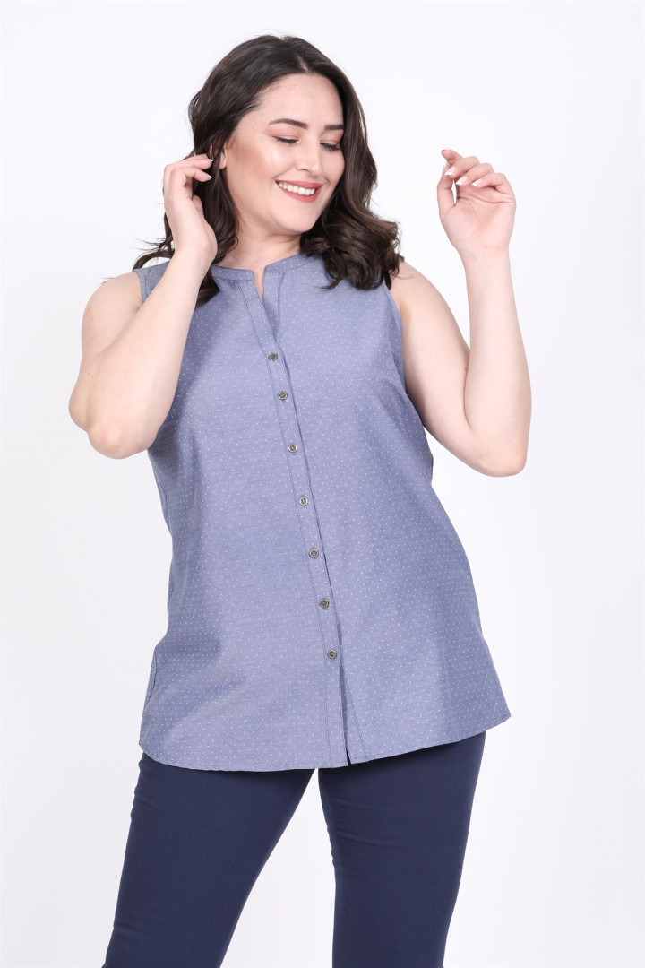 

Рубашка женская My Line Moda 755 синяя 52 RU (товары доставляются из-за рубежа), 755