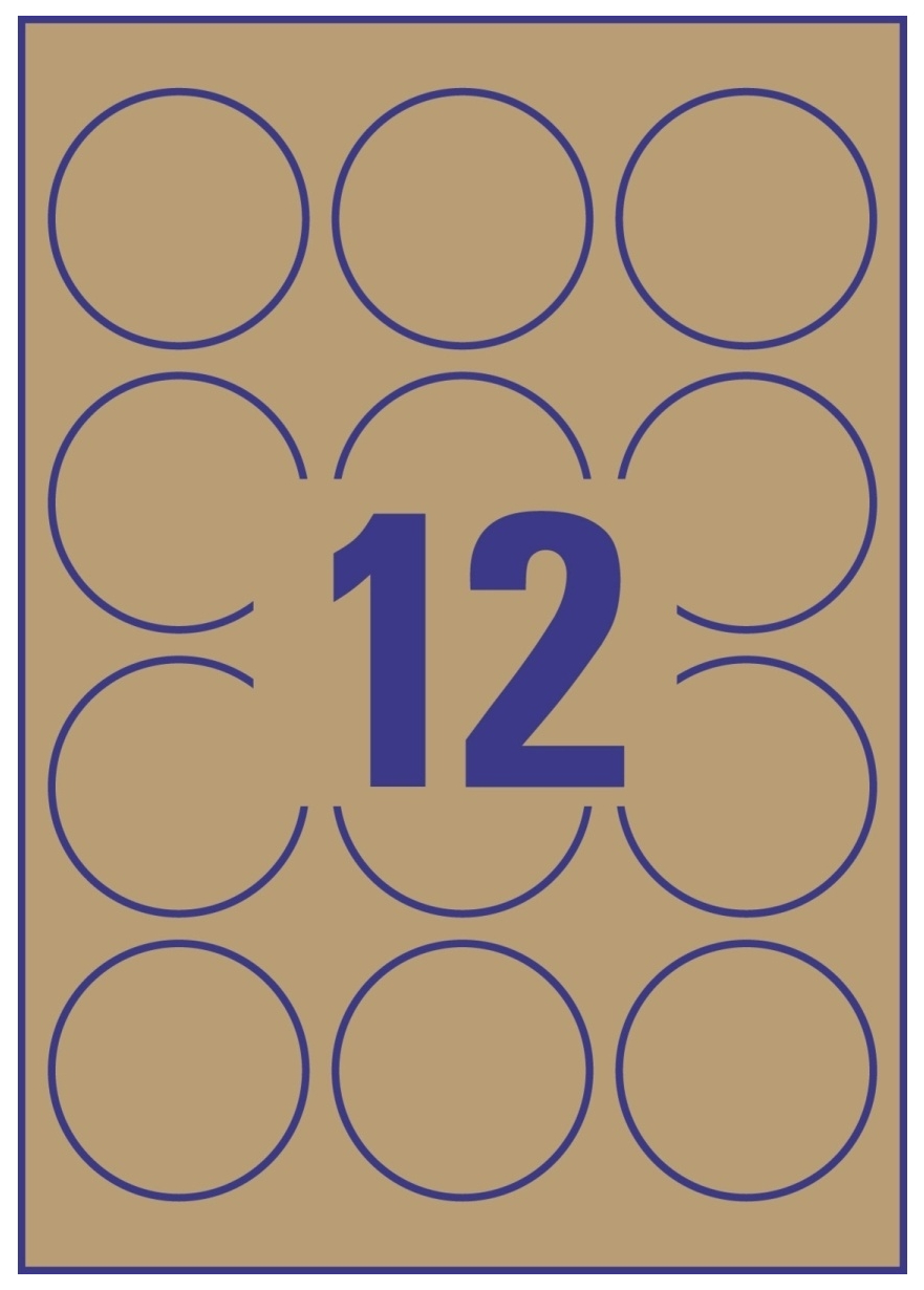 фото Этикетки из крафт-бумаги avery zweckform, круглые, коричневые, d-60 мм, 240 шт 25 л.