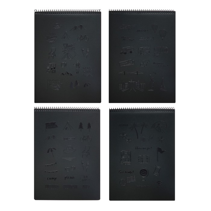 Calligrata Скетчбук А4, 30 черных листов, плотность 110 гр, твердая подложка, на гребне,Па