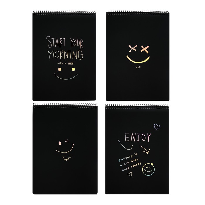 

Calligrata Скетчбук А4, 30 черных листов, плотность 110 гр, твердая подложка, на гребне, С