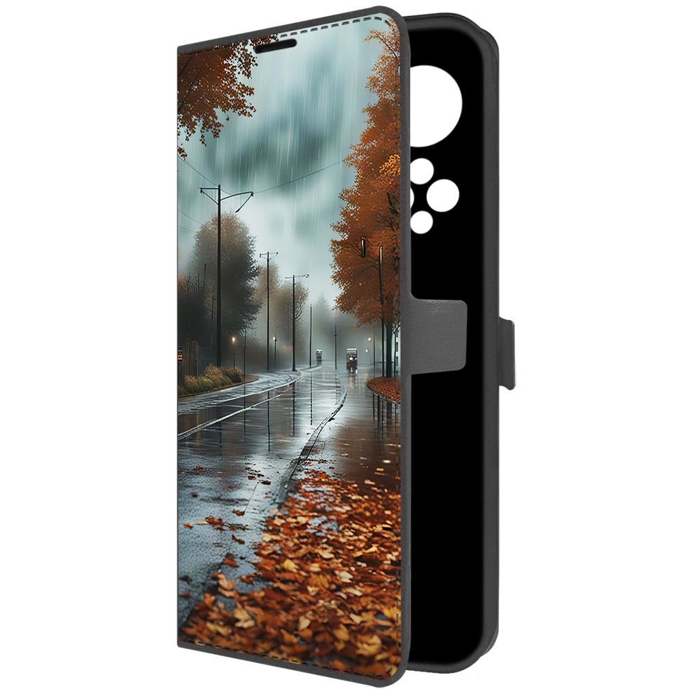 

Чехол-книжка Krutoff Eco Book для Honor X7 Осенний дождь (черный)