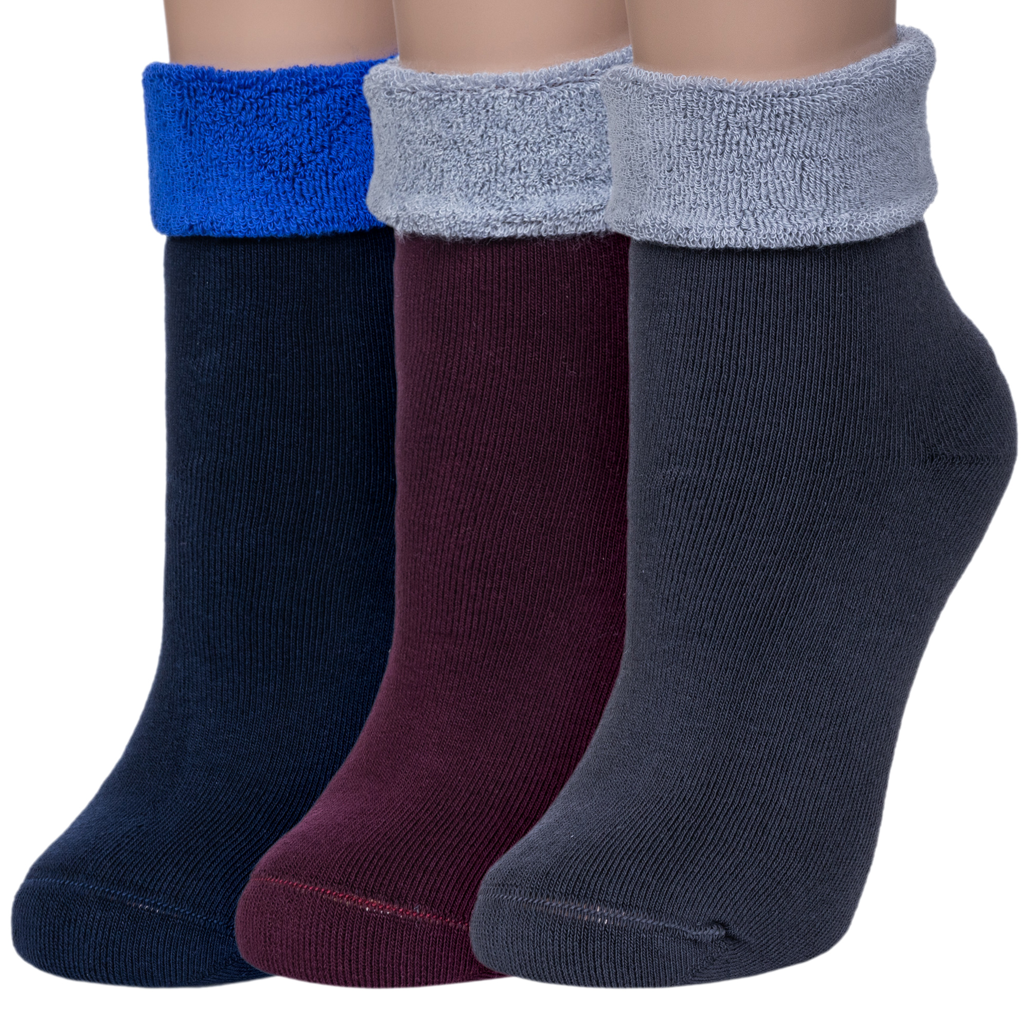 Комплект носков женских Rusocks 3-Ж-2331 синих; бордовых; серых 23-25
