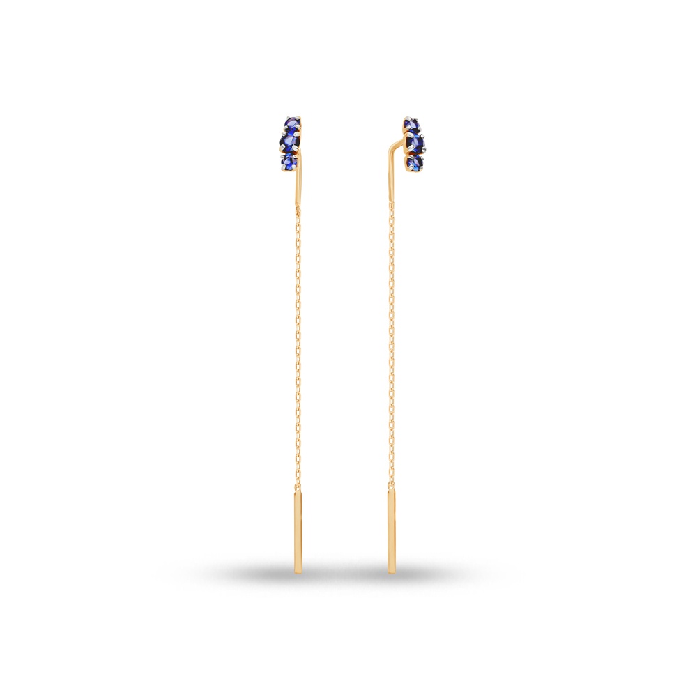 

Серьги из красного золота 585Gold 102007686, сапфир искусственный, 102007686
