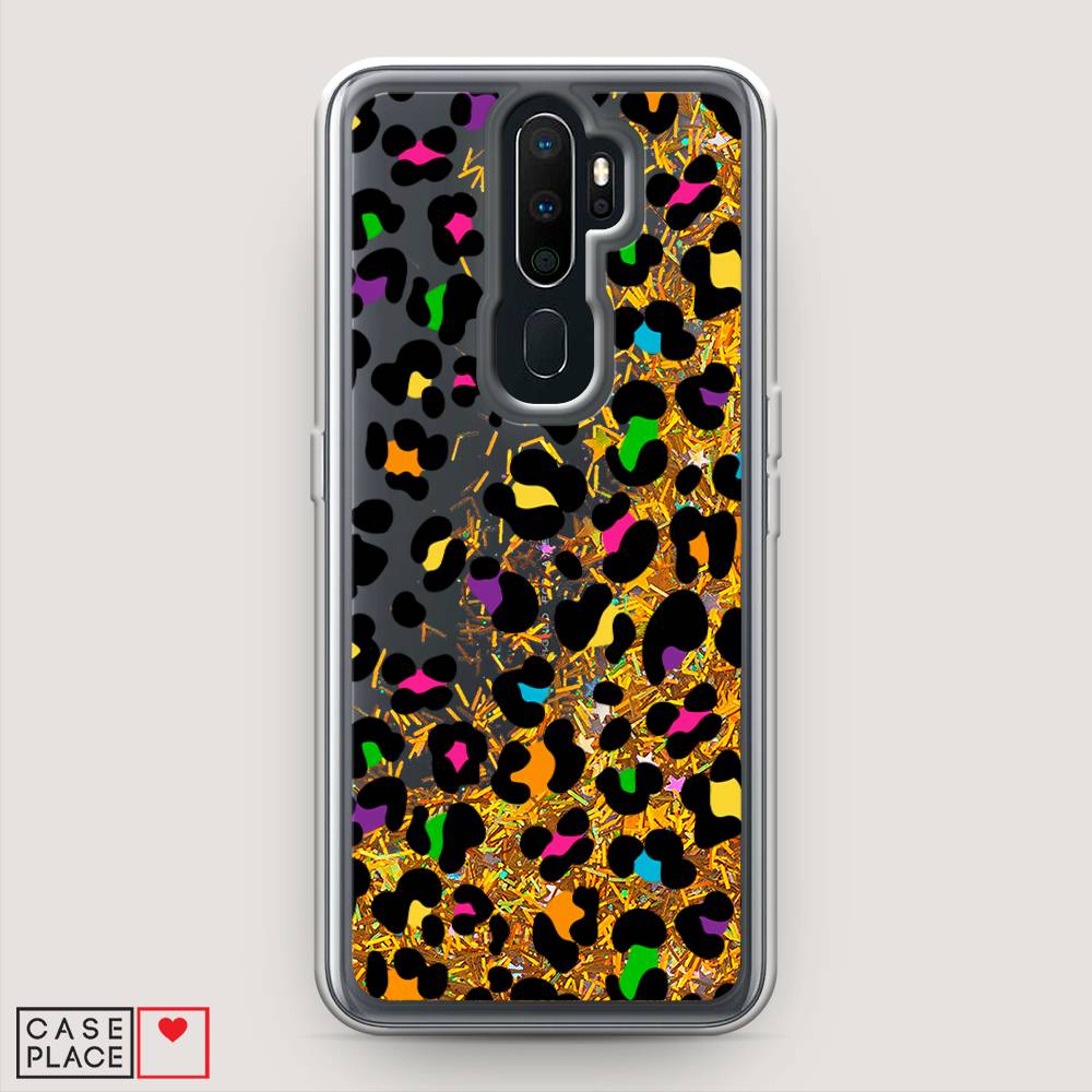 

Жидкий чехол с блестками "Яркий леопард" на Oppo A9 (2020), 251990-1