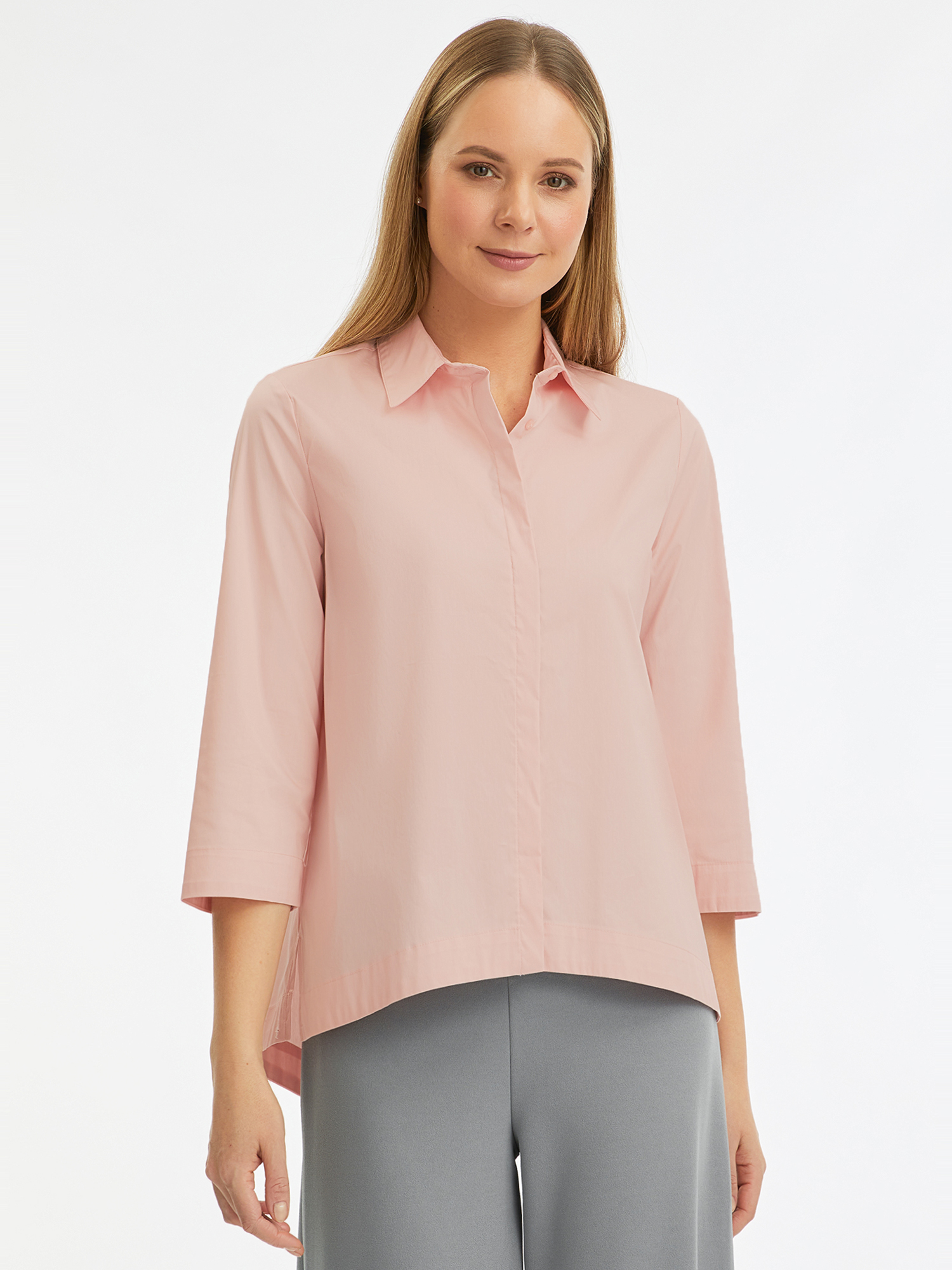 Рубашка женская oodji 13K11002-1B розовая 42