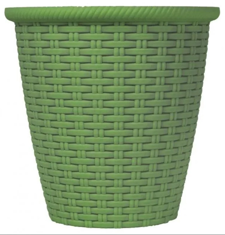 фото Кашпо для цветов ingreen ротанг пластиковое зеленое 18,5 х 18,6 см