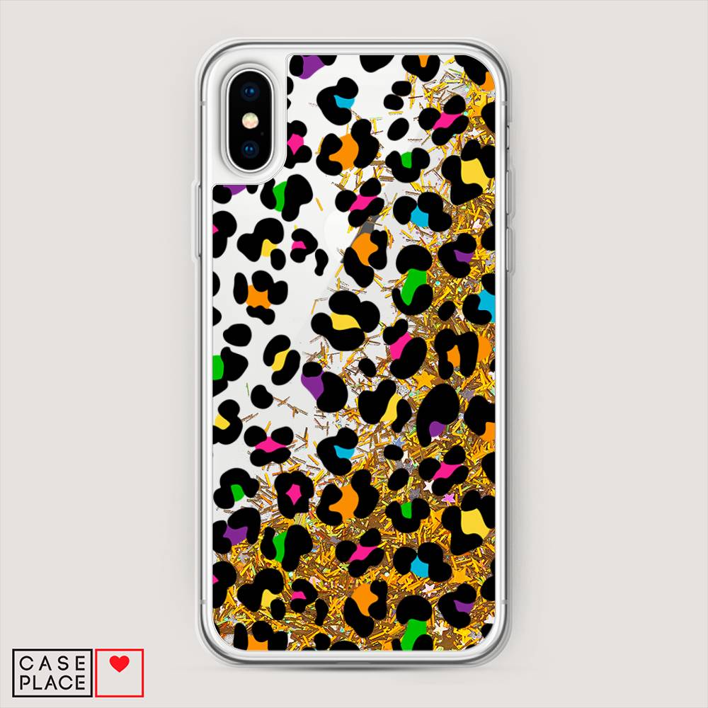 

Жидкий чехол с блестками "Яркий леопард" на Apple iPhone XS Max (10S Max), 11990-1