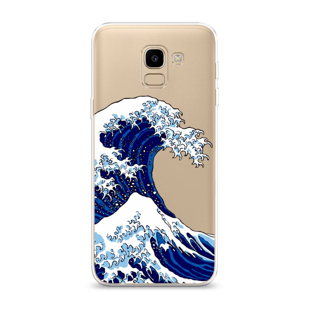 

Чехол Awog на Samsung Galaxy J6 2018 "Волна в Канагаве", Синий;белый, 26150-4