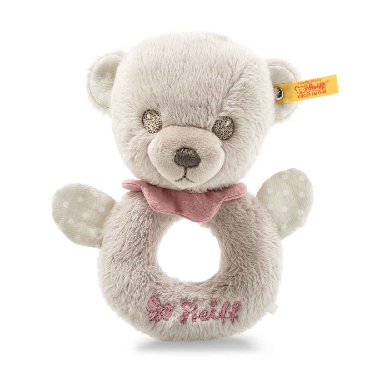 Погремушка Steiff Hello Baby Lea Teddy bear grip toy with rattle in gift box Штайф Мишка погремушка мишка тедди розовая 21