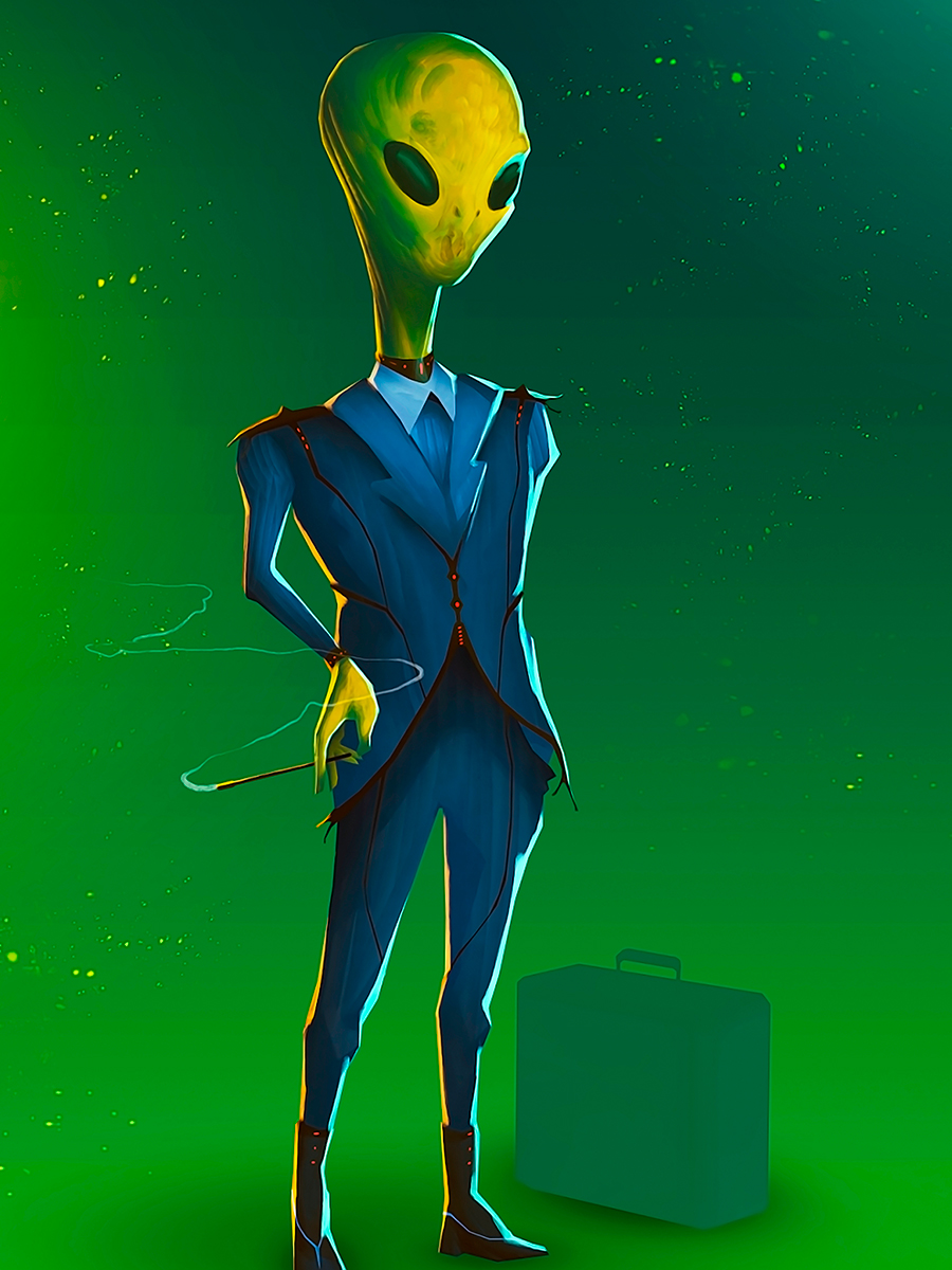 

Постер DRABS A3 Иллюстрация Пришелец в деловом костюме Alien businessman