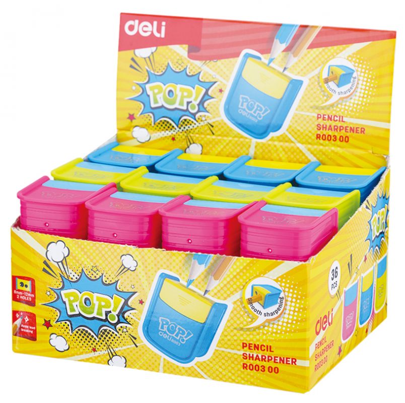 

Точилка ручная Deli ER00300 PoP 2 отверстия пластик ассорти дисплей, Разноцветный