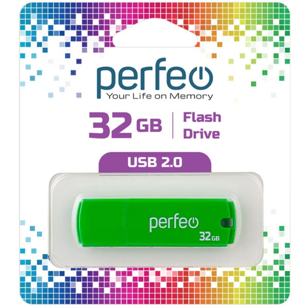 

Флешка Perfeo USB 32GB C05 Green 32 ГБ Green (PF-C05G032), USB 32GB C05 Green