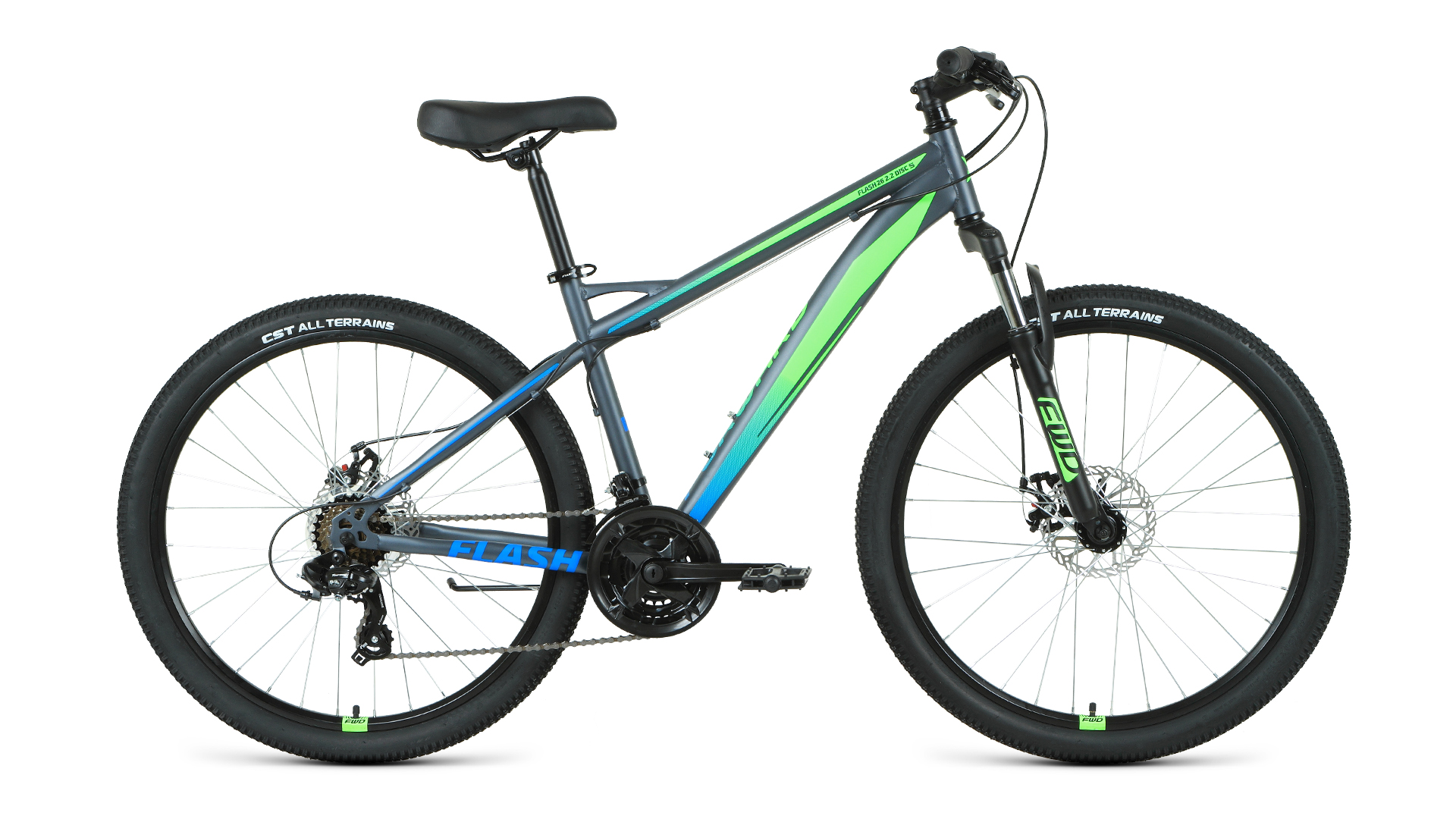 

Велосипед 26" Forward Flash серый матовый/ярко-зеленый 20-21 год