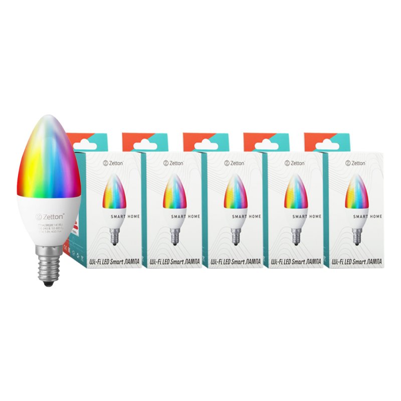 фото Комплект умных ламп five zetton led rgbw smart wi-fi bulb e14 5вт