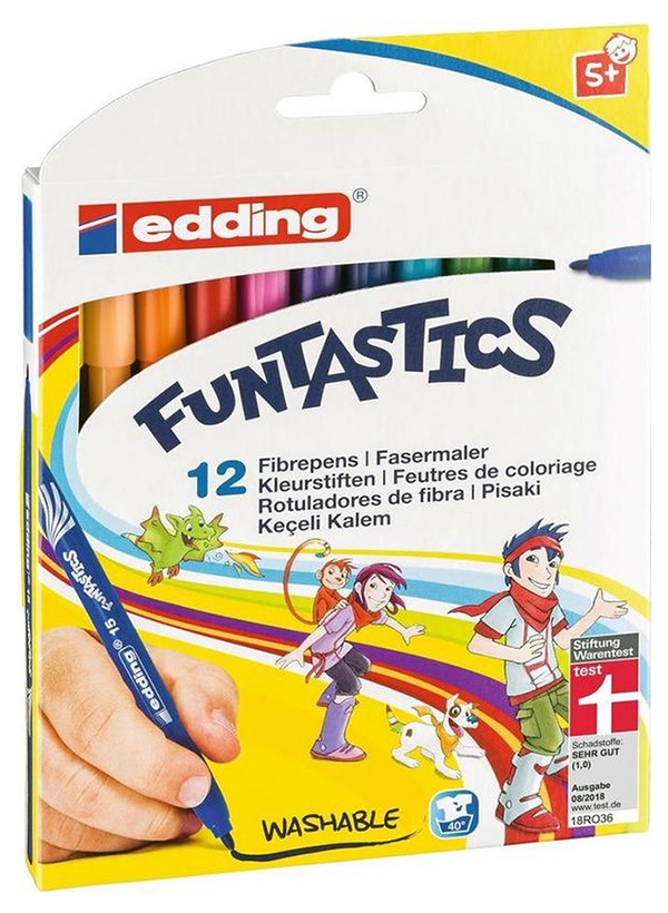 Набор фломастеров edding 15 Funtastics, для рисования, 1 мм, 12 цветов
