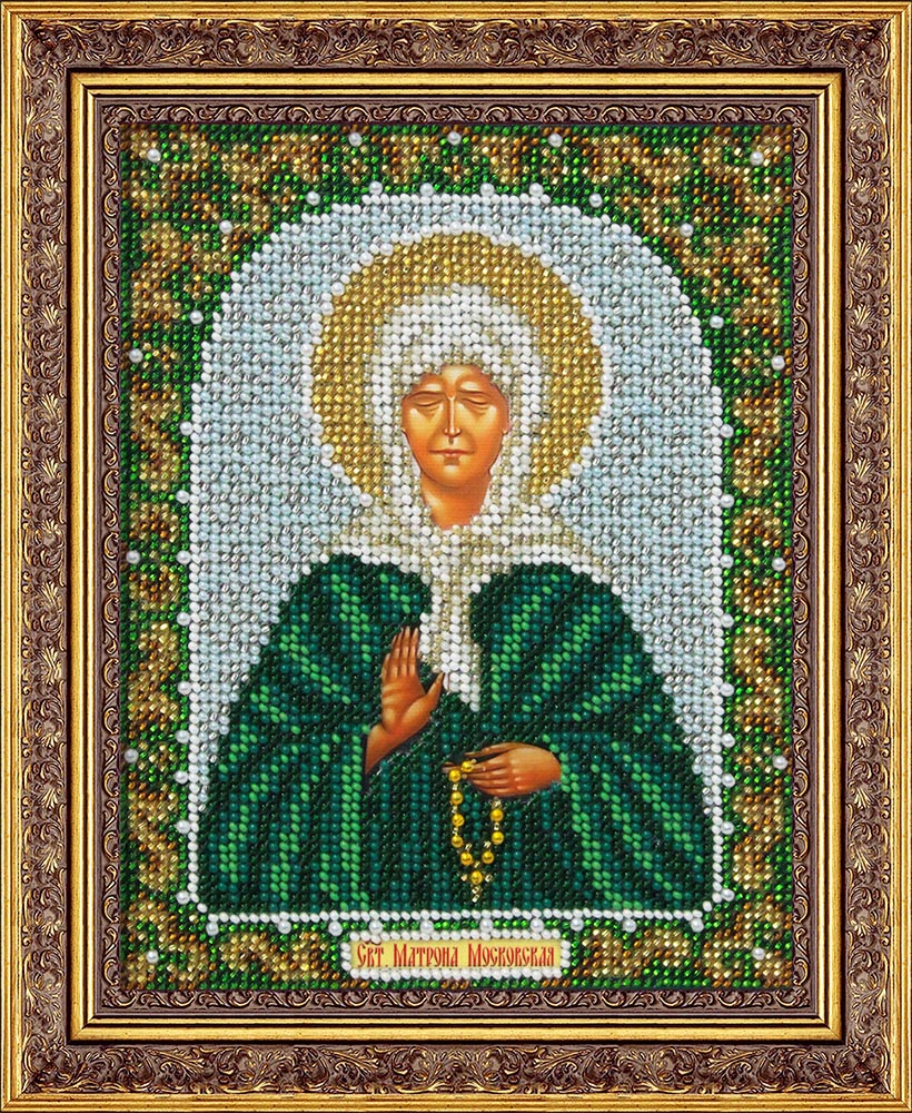 

Вышивка бисером Паутинка Святая Бл. Матрона Московская, 14х18 см, Святая Бл. Матрона Московская