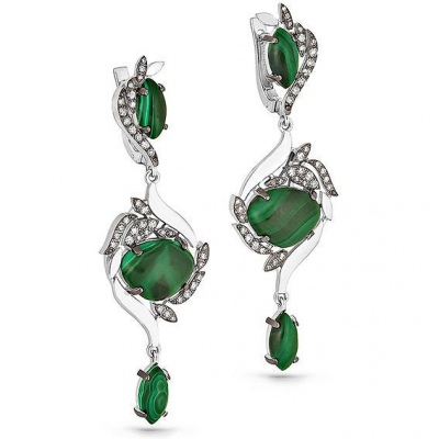 

Серьги из белого золота с бриллиантом/малахитом Kabarovsky 12-11024-4689, 12-11024-4689