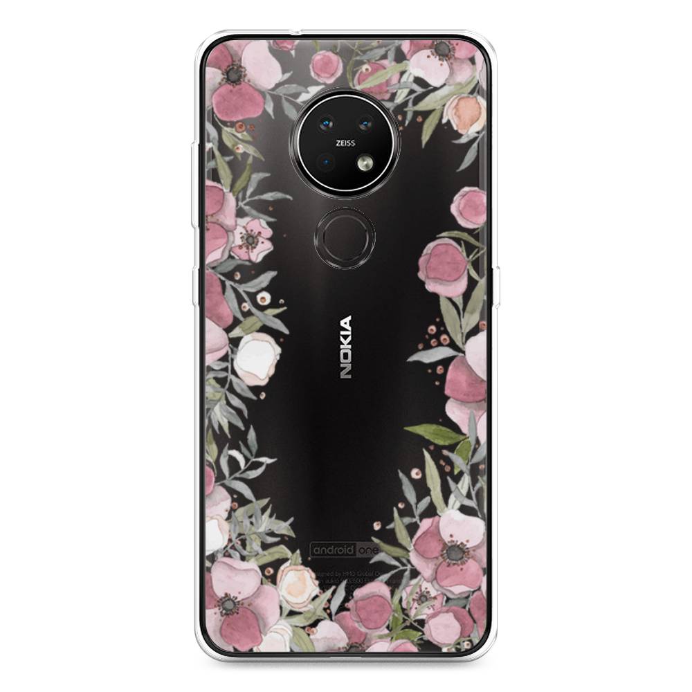 фото Чехол awog "розовая цветочная рамка" для nokia 7.2