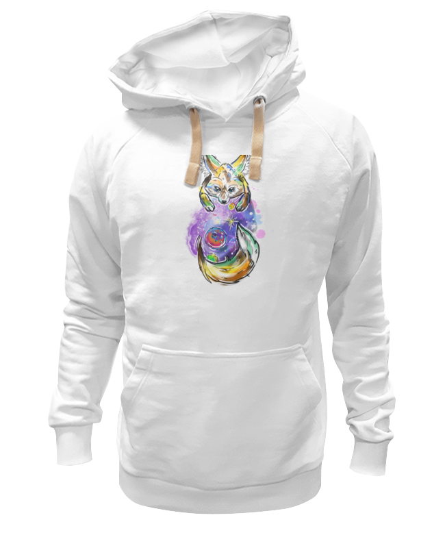 

Худи унисекс Printio Лиса космос белое XL, Белый, Лиса космос