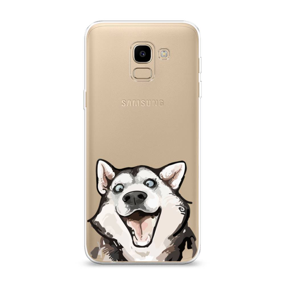 

Чехол Awog на Samsung Galaxy J6 2018 "Радостный хаски", Белый;голубой;черный, 26150-1
