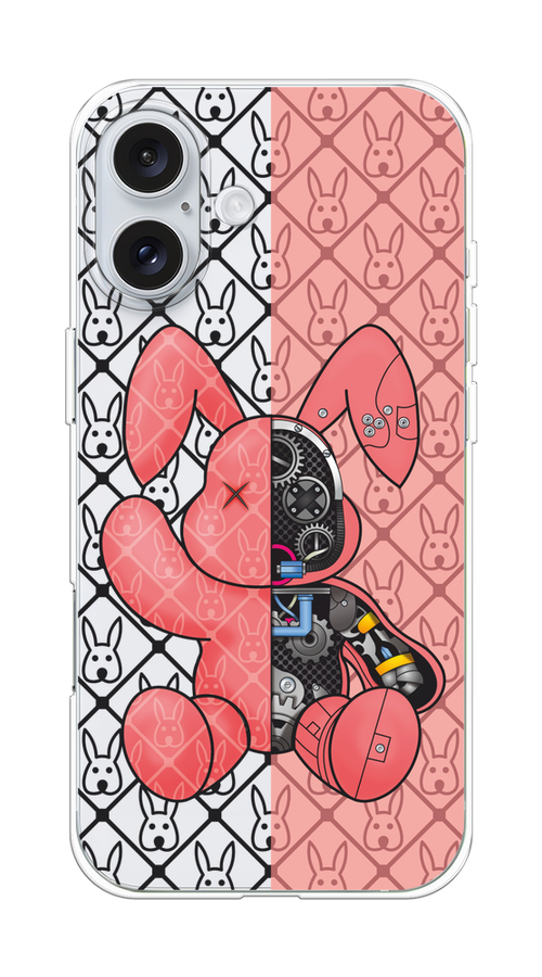

Чехол на Apple iPhone 16 Plus "Киборг-заяц розовый", Розовый;прозрачный;черный, 16150-1