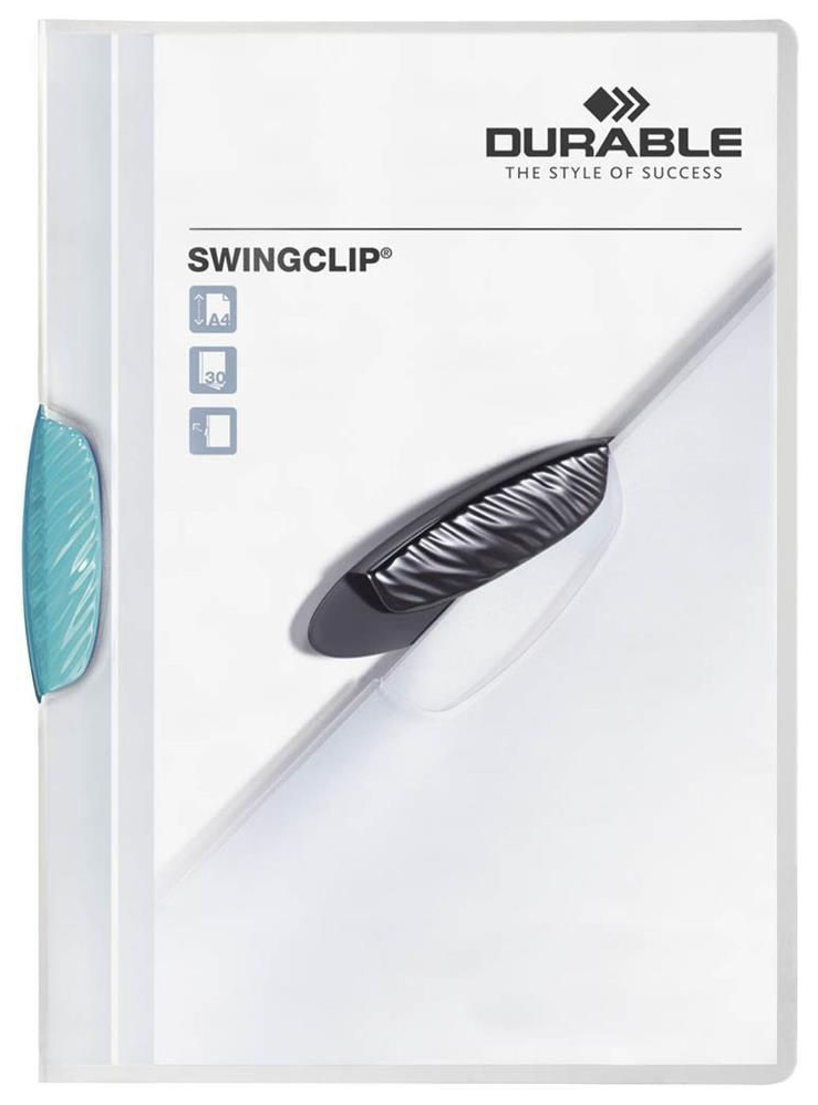 

Папка с цветным антистресс клипом Durable Swingclip, до 30 листов, А4, полипропилен