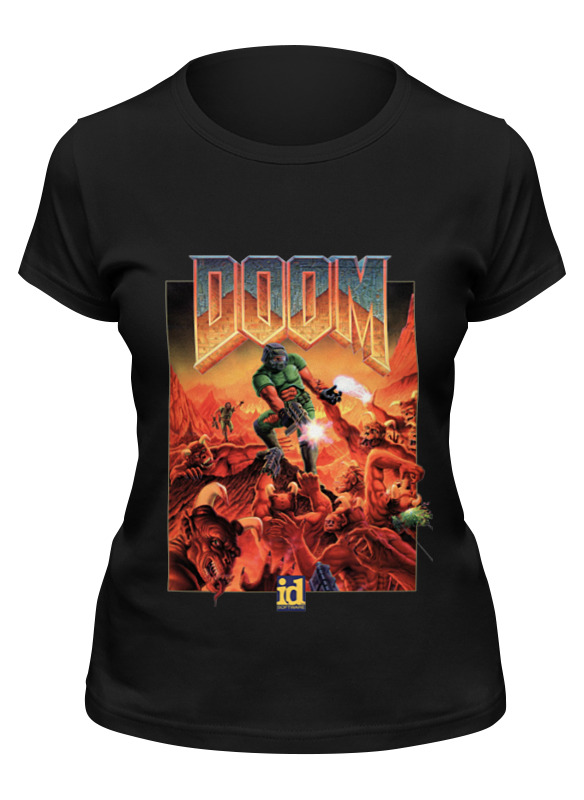 

Футболка женская Printio Doom game черная M, Черный, Doom game