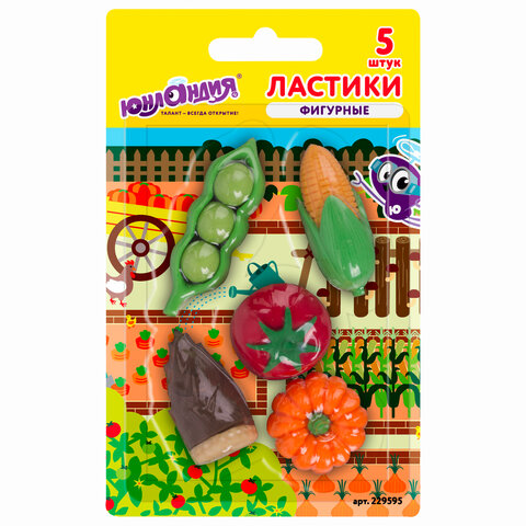 

Набор ластиков фигурных ЮНЛАНДИЯ Огород, 5 шт, ассорти