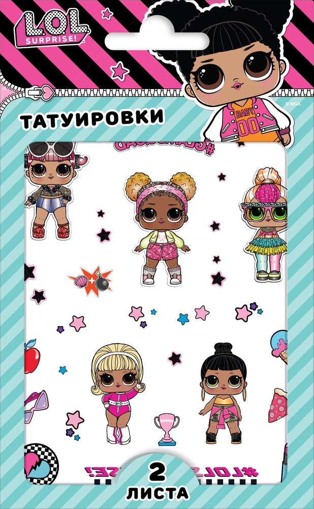 

Наклейки - татуировки ND Play LOL Surprise! Куклы ЛОЛ, 2 листа, диз. Friends, Разноцветный