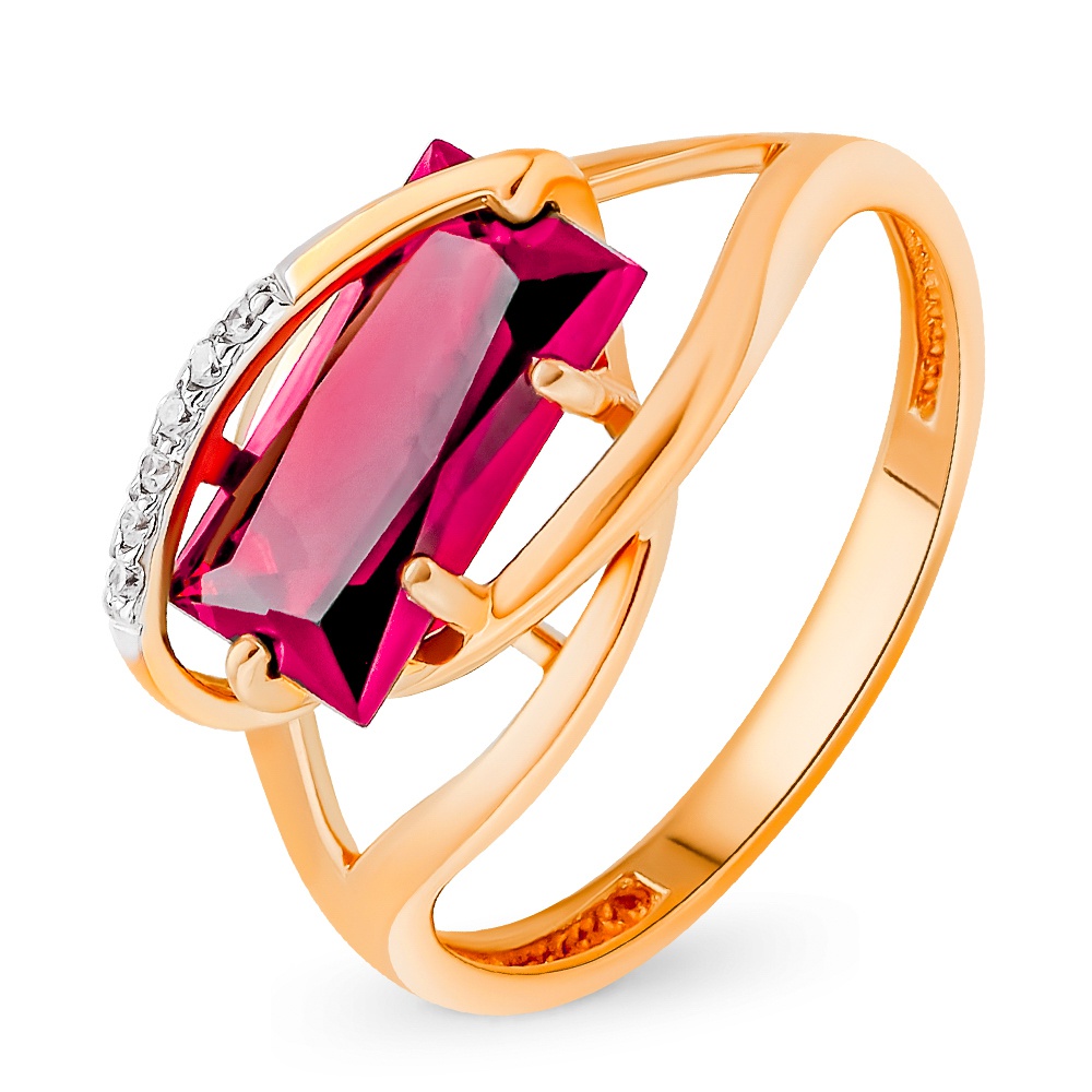

Кольцо из золота р.  585Gold 201014497, гранат\фианит, 201014497