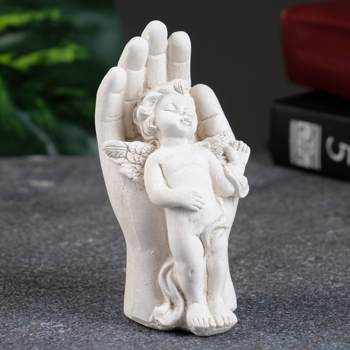 фото Хорошие сувениры статуэтка "ангел на ладони" состаренный, 10х5х4см