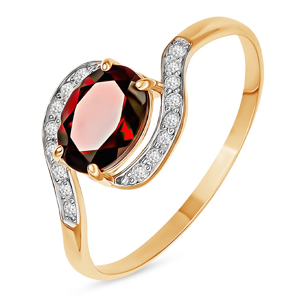 

Кольцо из золота р.  585Gold 201014158, гранат\фианит, 201014158